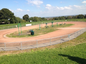 Love this running track with tons of equipment. Almost tempted to do some exercise!